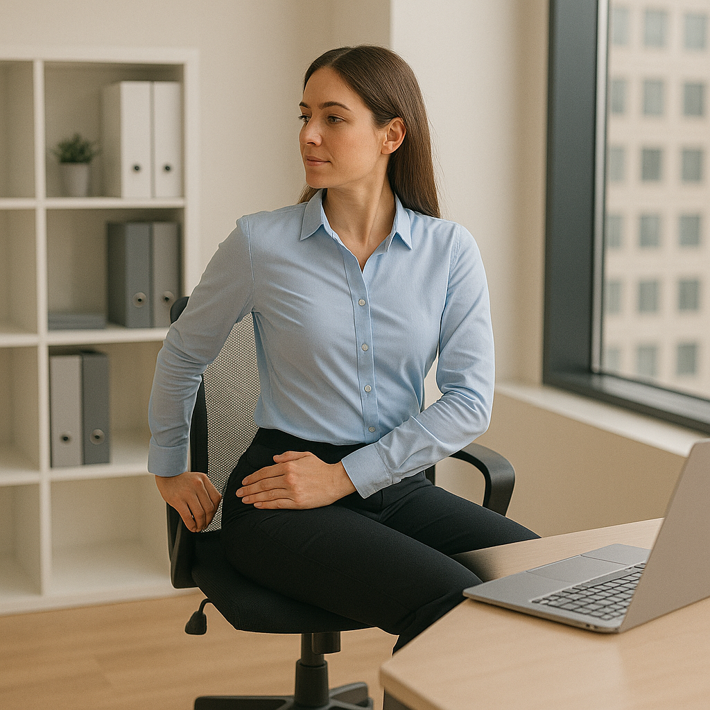 Image of girl doing seated spinal stretch